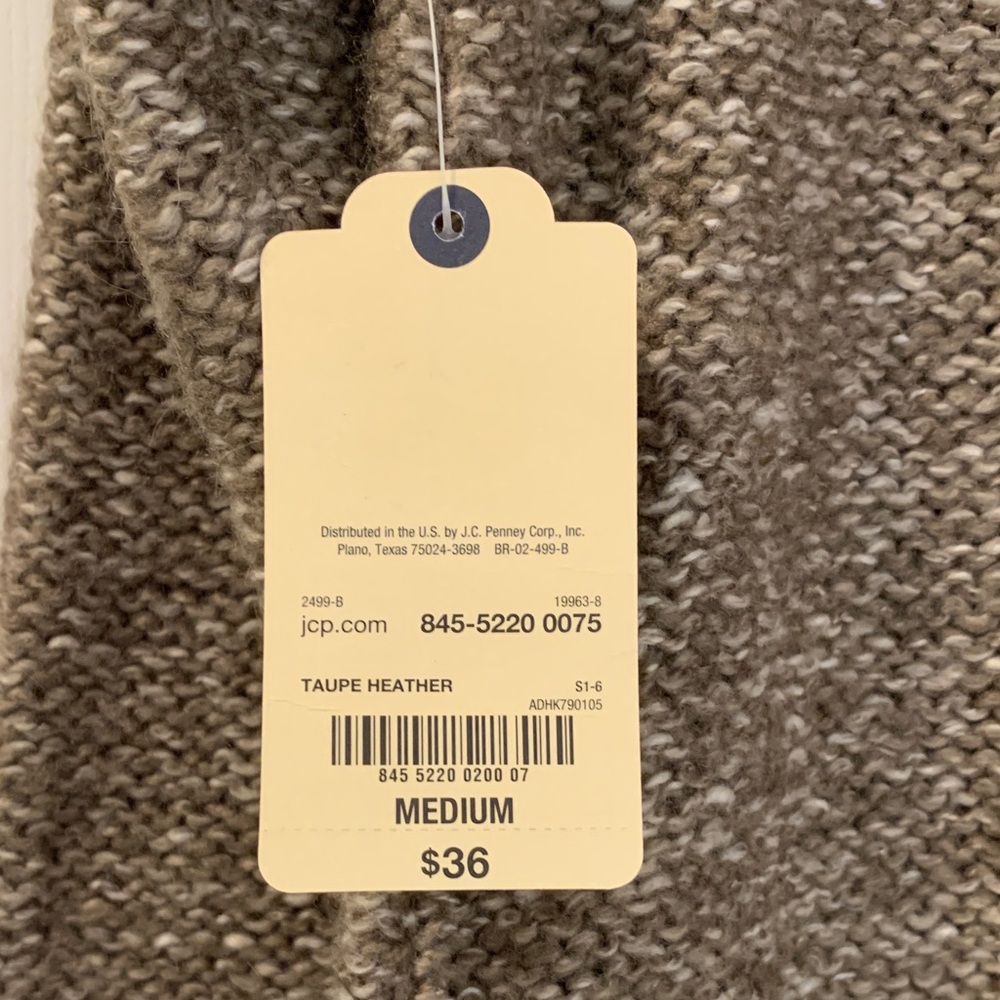 St. John's Bay Taupe Cable Knit Sweater - Picture 5 of 10